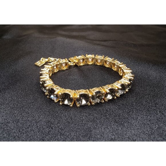 Limited Edition Park Lane Smoky Rhinestone Bracelet Gold-Tone Adjustable Chain - Picture 2 of 7